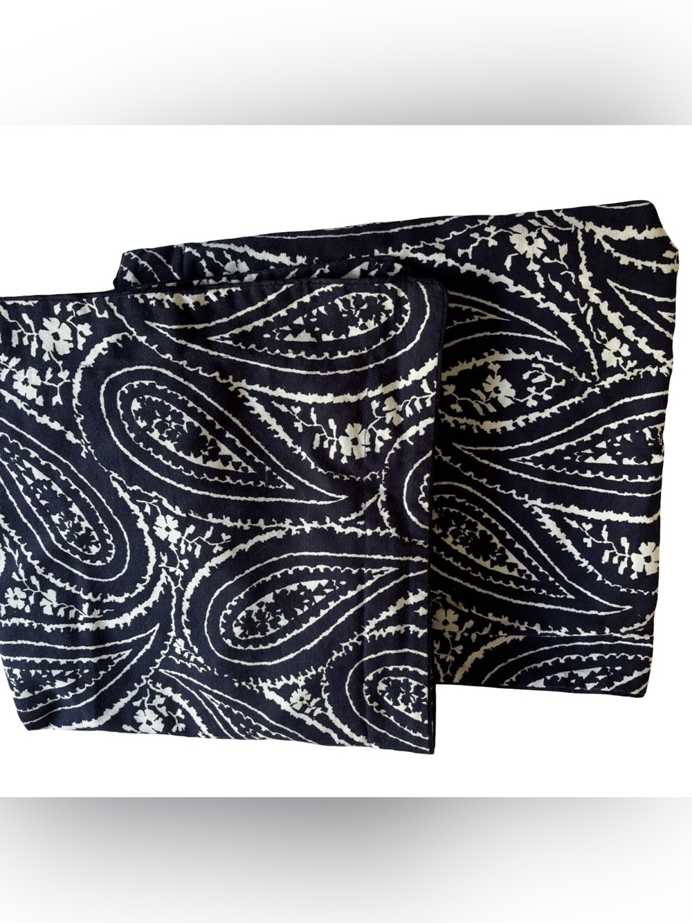 Ralph Lauren Chaps Home EUC Navy & White Cotton Paisley Euro Pillow Sham Set x 2